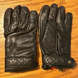 Black Gold Top Fleece Lined Leather Gloves-XXL